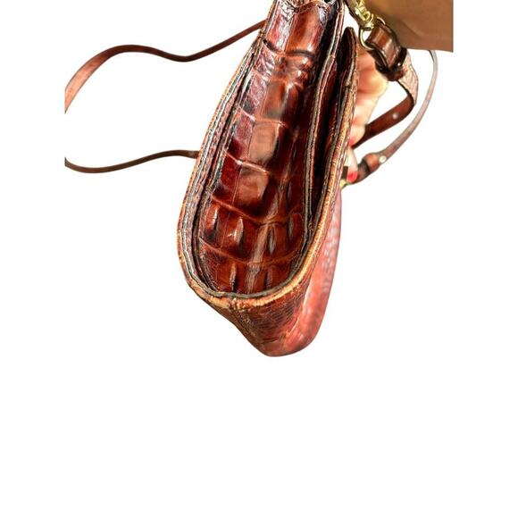 Brahmin Alena pecan brown embossed crossbody small bag purse - Picture 6 of 12